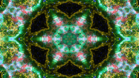 Abstract Colorful Shiny and Hypnotic Concept Symmetric Pattern Ornamental Decorative Kaleidoscope...