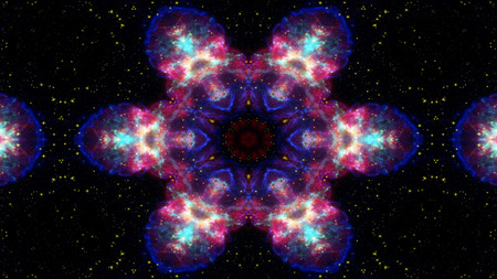 Abstract Colorful Shiny and Hypnotic Concept Symmetric Pattern Ornamental Decorative Kaleidoscope...
