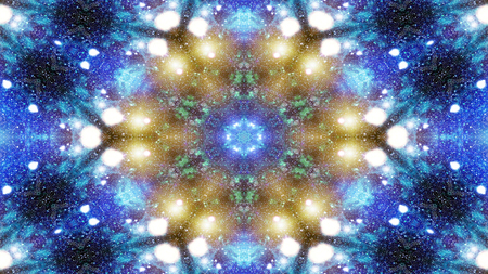 Abstract Colorful Shiny and Hypnotic Concept Symmetric Pattern Ornamental Decorative Kaleidoscope...