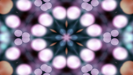Abstract Colorful Shiny and Hypnotic Concept Symmetric Pattern Ornamental Decorative Kaleidoscope Movement Geometric Circle and Star Shapesの写真素材
