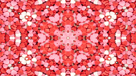Abstract Colorful Love Heart and Passion Colors Concept Symmetric Pattern Ornamental Decorative...