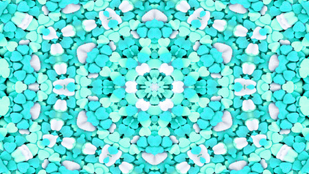 Abstract Colorful Love Heart and Passion Colors Concept Symmetric Pattern Ornamental Decorative Kaleidoscope Movement Geometric Circle and Star Shapesの写真素材