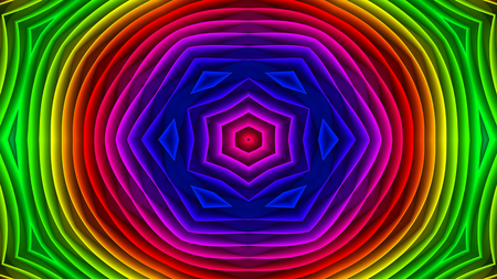 Abstract Colorful Hypnotic  Symmetric Pattern Ornamental Decorative Kaleidoscope Movement Geometric Circle and Star Shapesの写真素材