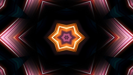 Abstract Colorful Hypnotic  Symmetric Pattern Ornamental Decorative Kaleidoscope Movement Geometric Circle and Star Shapesの写真素材