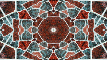 Abstract Colorful Hypnotic  Symmetric Pattern Ornamental Decorative Kaleidoscope Movement Geometric Circle and Star Shapesの写真素材