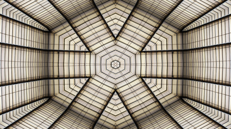 Abstract Colorful Hypnotic  Symmetric Pattern Ornamental Decorative Kaleidoscope Movement Geometric Circle and Star Shapesの写真素材