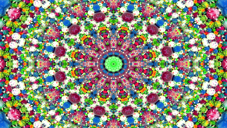 Abstract Colorful Symmetric Pattern Ornamental Decorative Kaleidoscope Movement Geometric Circle and...