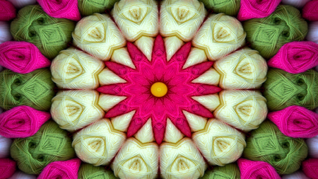 Abstract Colorful Symmetric Pattern Ornamental Decorative Kaleidoscope Movement Geometric Circle and Star Shapesの写真素材