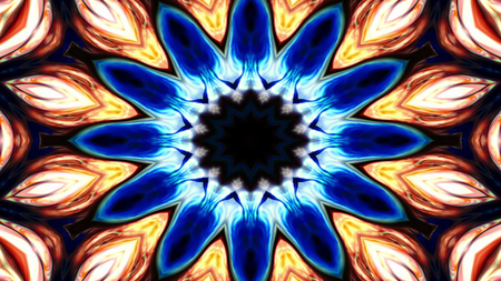 Abstract Colorful Symmetric Pattern Ornamental Decorative Kaleidoscope Movement Geometric Circle and Star Shapesの写真素材
