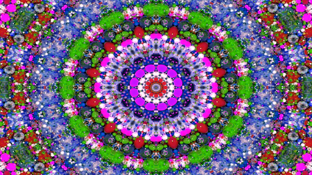 Abstract Colorful Symmetric Pattern Ornamental Decorative Kaleidoscope Movement Geometric Circle and...