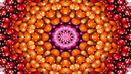 Abstract Colorful Symmetric Pattern Ornamental Decorative Kaleidoscope Movement Geometric Circle and Star Shapesの写真素材