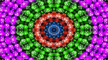 Abstract Colorful Symmetric Pattern Ornamental Decorative Kaleidoscope Movement Geometric Circle and Star Shapesの写真素材
