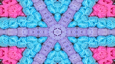 Abstract Colorful Symmetric Pattern Ornamental Decorative Kaleidoscope Movement Geometric Circle and Star Shapesの写真素材