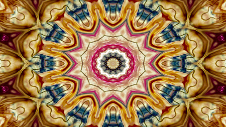 Abstract Ethnic Authentic Symmetric Pattern Ornamental Decorative Kaleidoscope Movement Geometric Circle and Star Shapesの写真素材