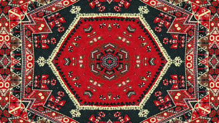 Abstract Ethnic Authentic Symmetric Pattern Ornamental Decorative Kaleidoscope Movement Geometric...