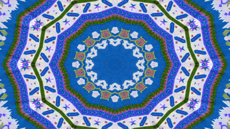 Abstract Ethnic Authentic Symmetric Pattern Ornamental Decorative Kaleidoscope Movement Geometric Circle and Star Shapesの写真素材