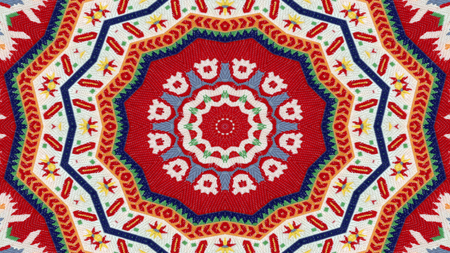 Abstract Ethnic Authentic Symmetric Pattern Ornamental Decorative Kaleidoscope Movement Geometric...