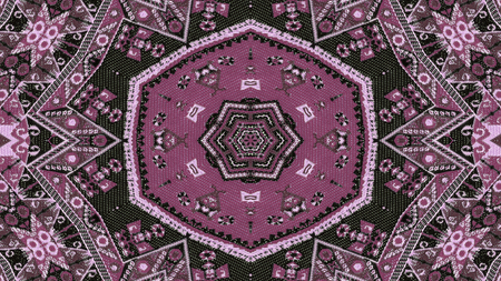 Abstract Ethnic Authentic Symmetric Pattern Ornamental Decorative Kaleidoscope Movement Geometric...