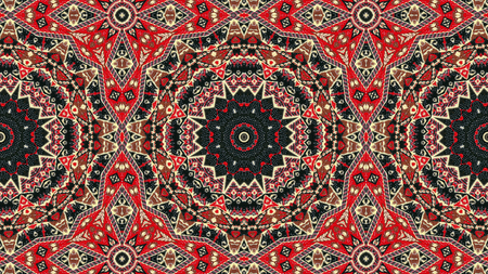 Abstract Ethnic Authentic Symmetric Pattern Ornamental Decorative Kaleidoscope Movement Geometric...