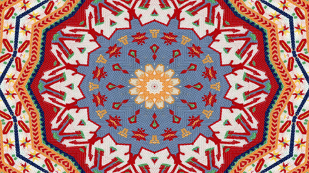 Abstract Ethnic Authentic Symmetric Pattern Ornamental Decorative Kaleidoscope Movement Geometric...