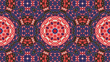 Abstract Ethnic Authentic Symmetric Pattern Ornamental Decorative Kaleidoscope Movement Geometric...