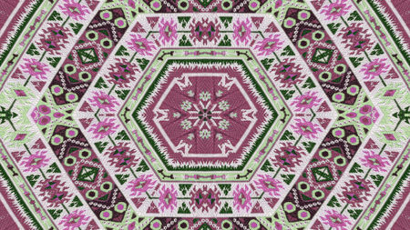 Abstract Ethnic Authentic Symmetric Pattern Ornamental Decorative Kaleidoscope Movement Geometric...