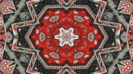 Abstract Ethnic Authentic Symmetric Pattern Ornamental Decorative Kaleidoscope Movement Geometric...