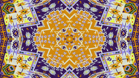 Abstract Ethnic Authentic Symmetric Pattern Ornamental Decorative Kaleidoscope Movement Geometric...