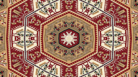 Abstract Ethnic Authentic Symmetric Pattern Ornamental Decorative Kaleidoscope Movement Geometric...