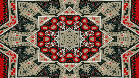 Abstract Ethnic Authentic Symmetric Pattern Ornamental Decorative Kaleidoscope Movement Geometric...