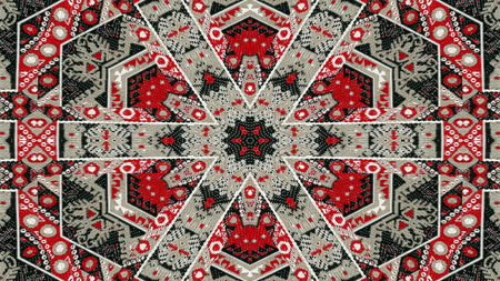 Abstract Ethnic Authentic Symmetric Pattern Ornamental Decorative Kaleidoscope Movement Geometric...