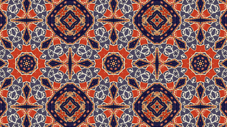 Abstract Ethnic Authentic Symmetric Pattern Ornamental Decorative Kaleidoscope Movement Geometric...