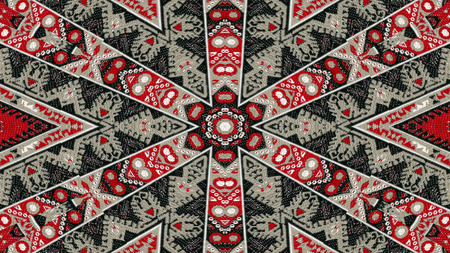 Abstract Ethnic Authentic Symmetric Pattern Ornamental Decorative Kaleidoscope Movement Geometric...