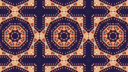 Abstract Ethnic Authentic Symmetric Pattern Ornamental Decorative Kaleidoscope Movement Geometric...