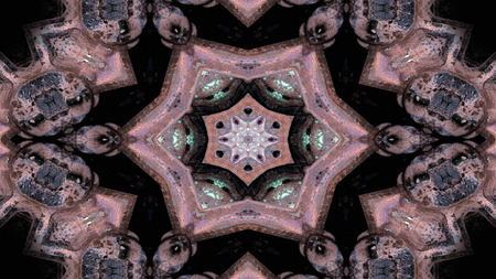Abstract Metallic Industrial and Technology  Concept Symmetric Pattern Ornamental Decorative Kaleidoscope Movement Geometric Circle and Star Shapesの写真素材