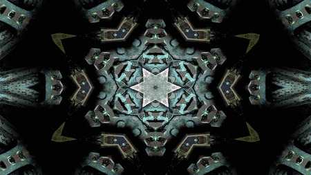 Abstract Metallic Industrial and Technology  Concept Symmetric Pattern Ornamental Decorative...