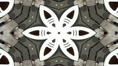 Abstract Metallic Industrial and Technology  Concept Symmetric Pattern Ornamental Decorative Kaleidoscope Movement Geometric Circle and Star Shapesの写真素材