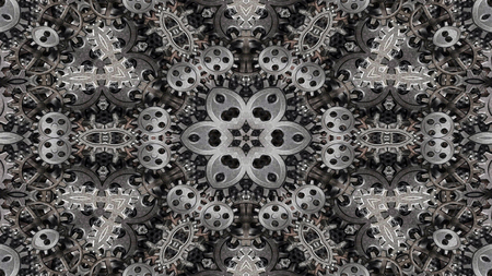 Abstract Metallic Industrial and Technology  Concept Symmetric Pattern Ornamental Decorative...