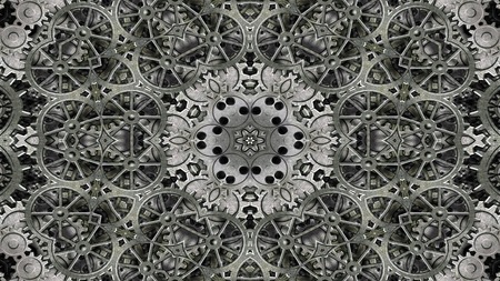 Abstract Metallic Industrial and Technology  Concept Symmetric Pattern Ornamental Decorative...