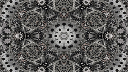 Abstract Metallic Industrial and Technology  Concept Symmetric Pattern Ornamental Decorative...