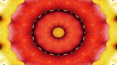 Abstract Vegetable Food Concept Symmetric Pattern Ornamental Decorative Kaleidoscope Movement Geometric Circle and Star Shapesの写真素材