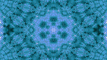 Abstract Puzzles Concept Symmetric Pattern Ornamental Decorative Kaleidoscope Movement Geometric Circle and Star Shapesの写真素材