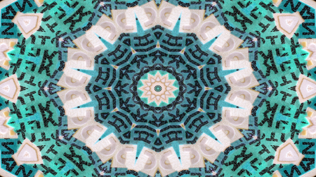 Abstract Numbers and Letters Concept Symmetric Pattern Ornamental Decorative Kaleidoscope Movement Geometric Circle and Star Shapesの写真素材