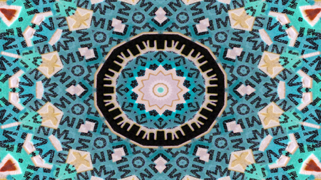 Abstract Numbers and Letters Concept Symmetric Pattern Ornamental Decorative Kaleidoscope Movement...