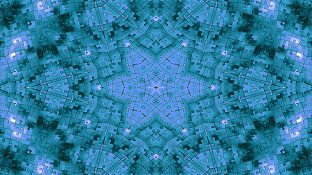 Abstract Puzzles Concept Symmetric Pattern Ornamental Decorative Kaleidoscope Movement Geometric Circle and Star Shapesの写真素材