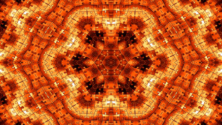 Abstract Puzzles Concept Symmetric Pattern Ornamental Decorative Kaleidoscope Movement Geometric Circle and Star Shapesの写真素材