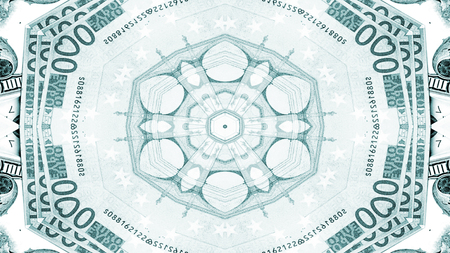 Abstract Money Concept Symmetric Pattern Ornamental Decorative Kaleidoscope Movement Geometric Circle and Star Shapesの写真素材