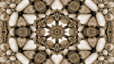 Abstract Vegetable Food Concept Symmetric Pattern Ornamental Decorative Kaleidoscope Movement Geometric Circle and Star Shapesの写真素材