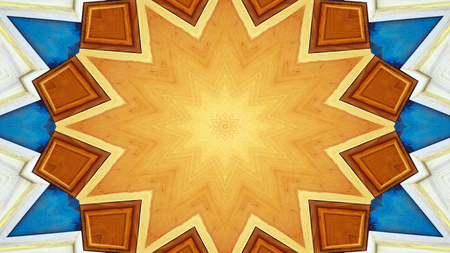 Abstract Wooden Background   Concept Symmetric Pattern Ornamental Decorative Kaleidoscope Movement Geometric Circle and Star Shapesの写真素材