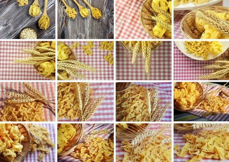 Italian Macaroni Pasta Uncooked Collageの写真素材